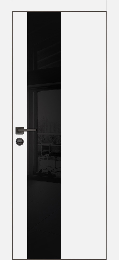 Фото Межкомнатная дверь PX-6 черная кромка с 4-х ст. Белый матовый