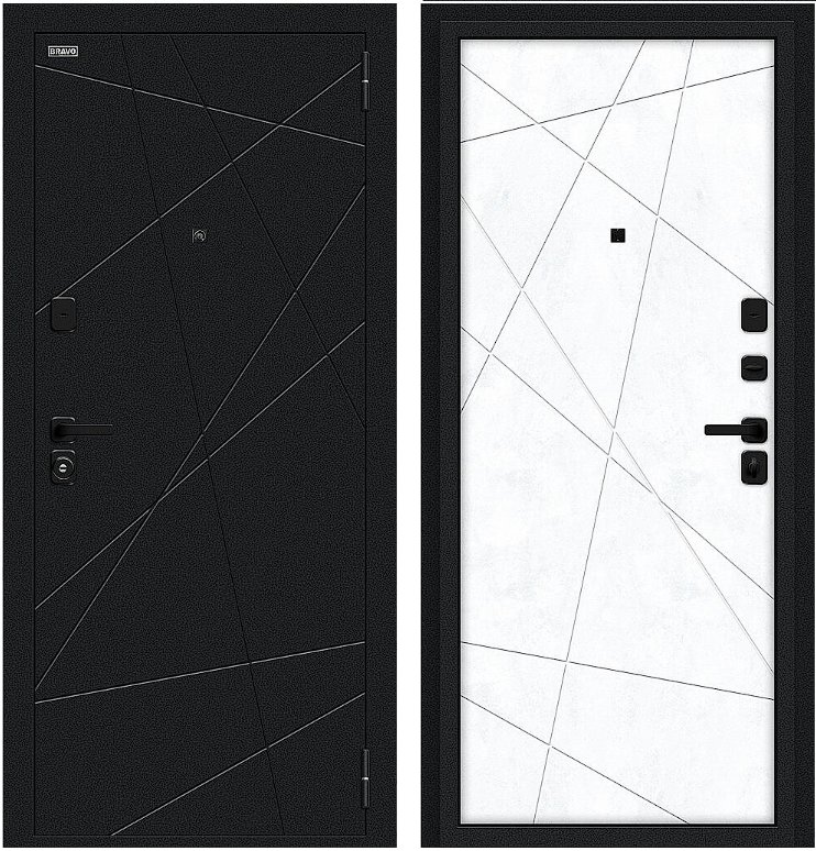 Дверь Браво Граффити-5/SBlack Букле черное/Snow Art DIS007410