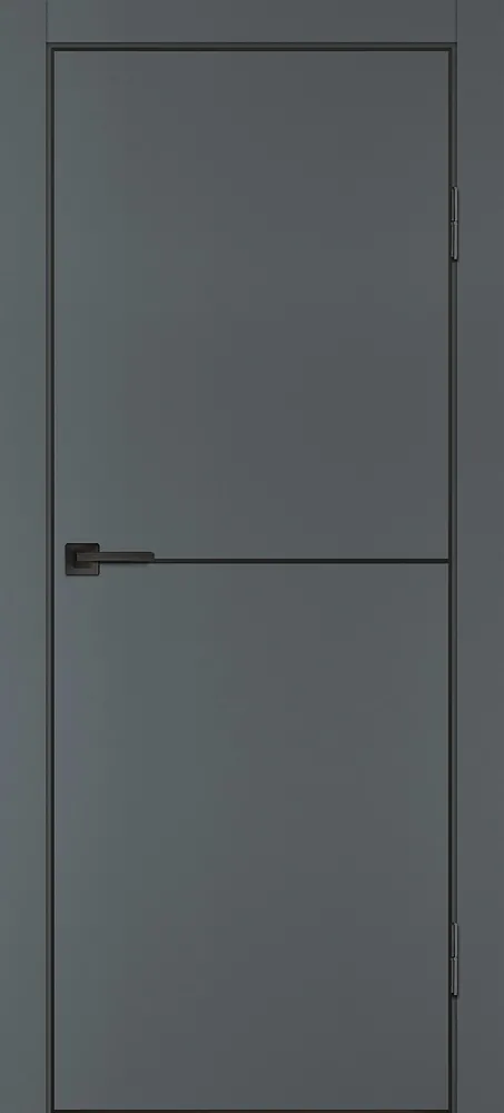 Фото Межкомнатная дверь P-19  черный молдинг PET,  кромка ABS черная c 4-х ст. Графит матовый