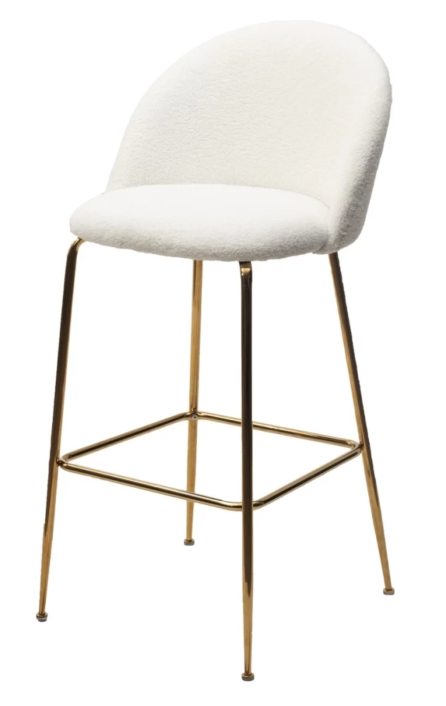 Барный стул GLADE NINI-01 Белый, teddy / золотой каркас М-City MC63370