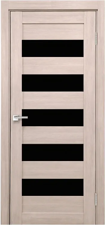 Фото Межкомнатная дверь Легенда X-4 тон Кремовая лиственница Остекление Лакобель черное