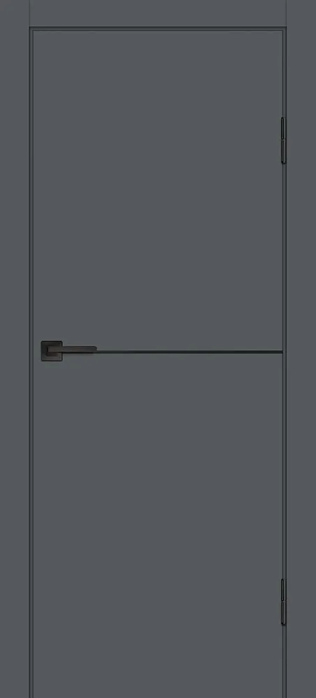 Фото Межкомнатная дверь P-19 AL черный молдинг Графит матовый